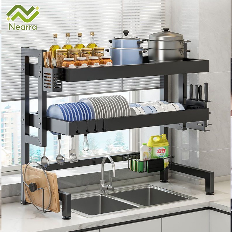 65-125CM Kệ đựng bát đĩa Trên Bồn Rửa Bát Cao Cấp Đa Năng 1/2/3 Tầng Kệ Để Chén Đĩa Trên Bồn Rửa Bát
