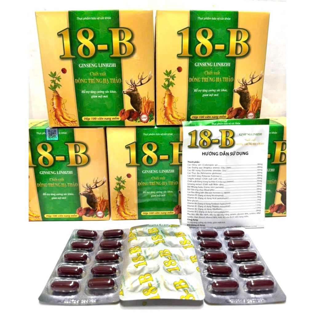 Vitamin 18B Ginseng linhzhi hỗ trợ ăn ngon miệng ,bồi bổ cơ thể, nâng cao thể trạng viên
