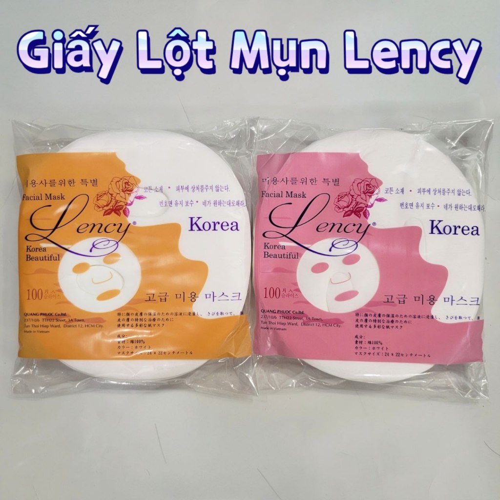 Mặt Nạ Giấy Lột Mụn Lency Vàng & Hồng - Bịch 100 Miếng