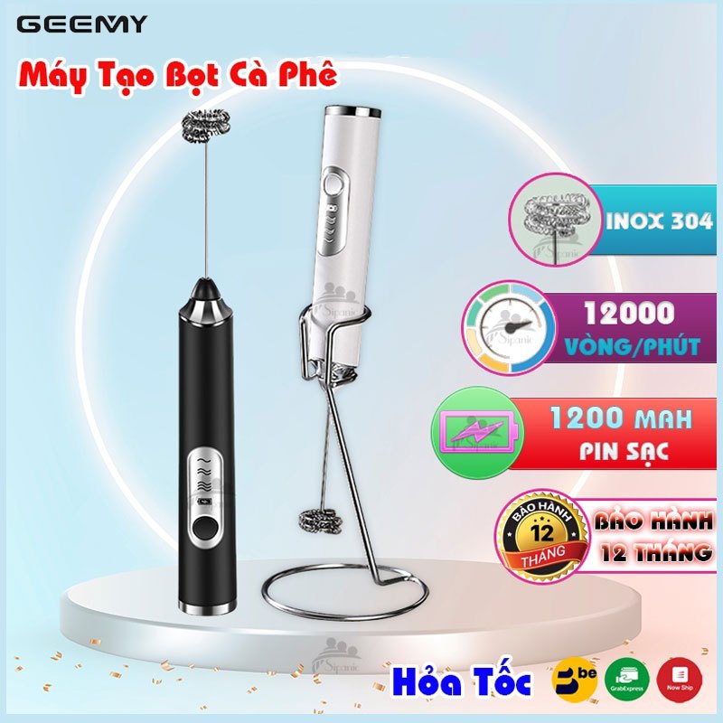 Máy đánh trứng đánh bọt cà phê cầm tay mini không dây đa năng 3 chế độ pin sạc 1200mAh lợi tạo bọt đánh kem mịn