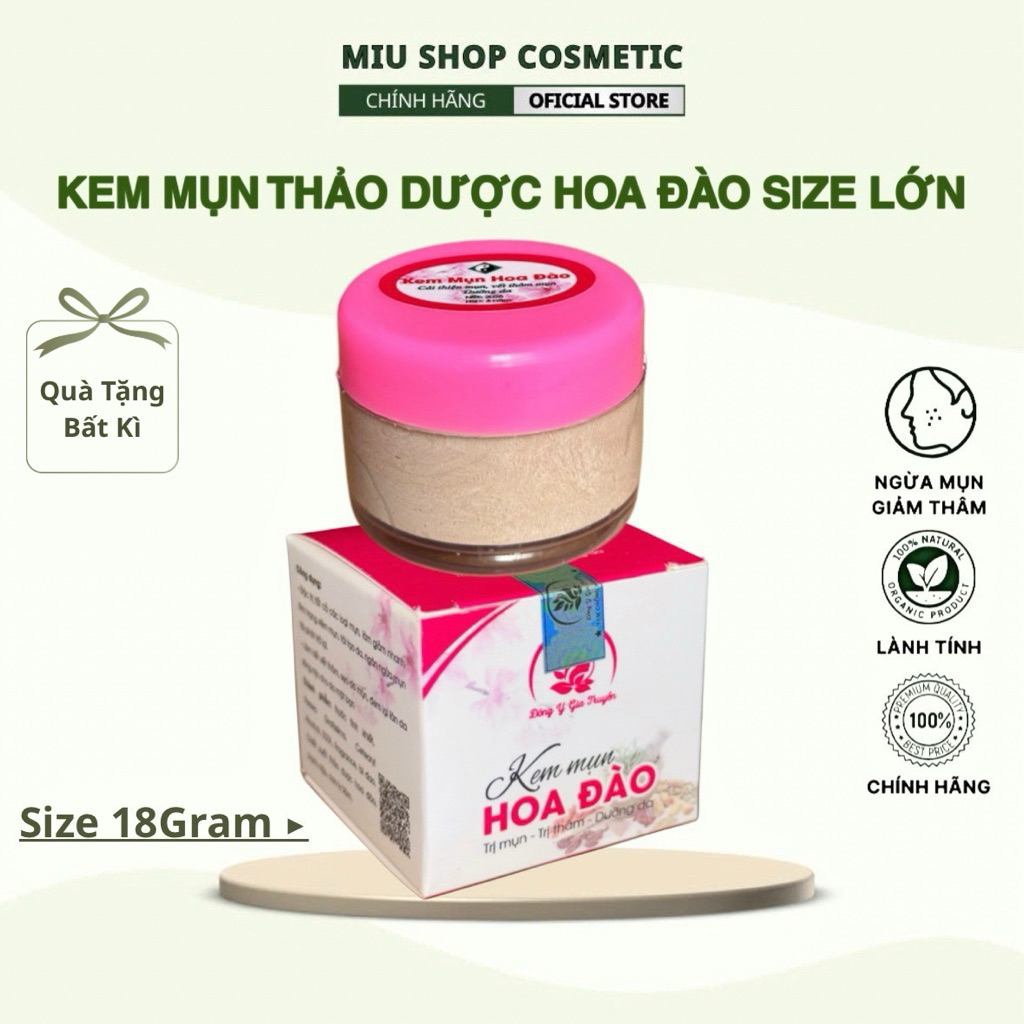Kem Mụn Thảo Dược Hoa Đào Size Lớn 18GR (Mẫu Hộp Mới) - Kem Giảm Mụn Mờ Thâm, Dưỡng Sáng Da