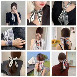  Khăn lụa dài kiểu Pháp ruy băng buộc tóc siêu tiên khí chất buộc túi ruy băng lưu niệm băng đô bướm 