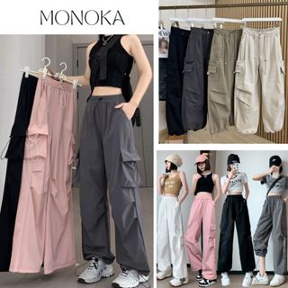 ( Nhiều mẫu) Quần dài ống rộng kaki mềm nam nữ túi hộp chốt gấu cạp chun dây rút Quần ống suông unisex lưng cao T768G