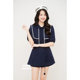 JOIE DES ROSES - Jumpsuit tay lửng cổ sen phối bản yếm vuông đai hoa WINNIE Jumpsuit