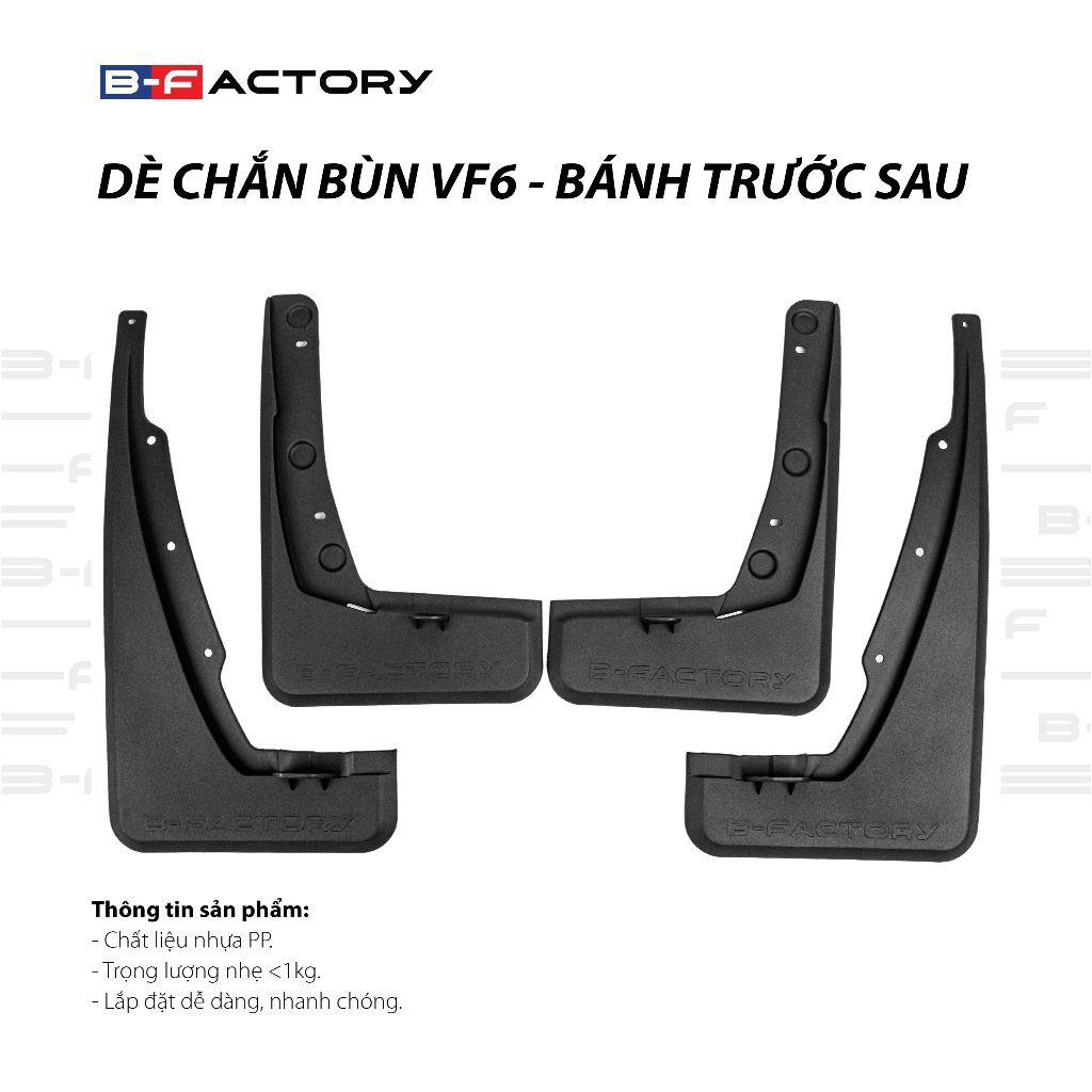 B-FACTORY Dè Chắn Bùn Nhựa PP Cho VinFast VF6 Đen