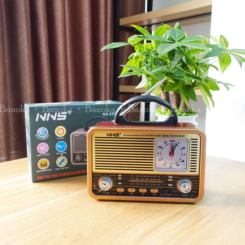 [Ship Hoả Tốc] Đài radio NNS NS-8898BT kết nối bluetooth,fm,am,sw có cổng usb thẻ nhớ - Tặng Pin