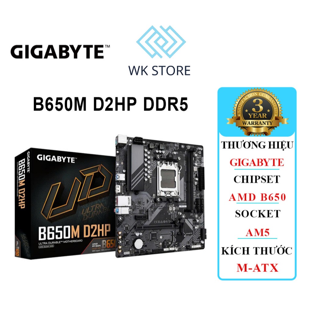 Mainboard Gigabyte B650M D2HP | SK AM5, DDR5 (Mới, BH 36T)