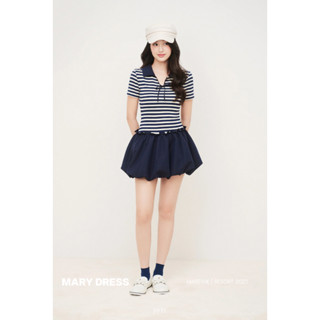 JOIE DES ROSES - Váy liền dáng ngắn đính nơ thêu hoa phối thân dưới chân váy bí MARY Dress