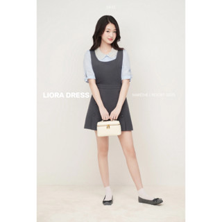 JOIE DES ROSES - Váy yếm xám chữ A không tay cổ vuông LIORA Dress