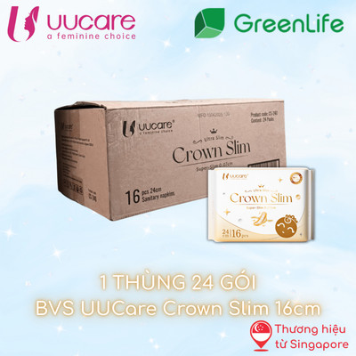 THÙNG Băng vệ sinh UUcare Crown Slim 24cm 16 miếng 24 gói/thùng