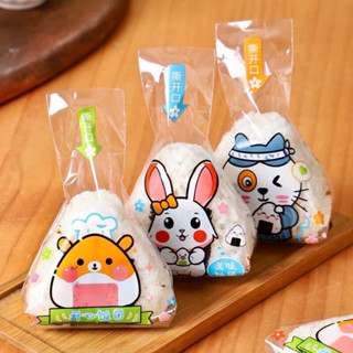  Túi đựng cơm nắm tam giác Combo 100-500c túi bóng kính bao bì hoạt hình dễ thương tiện lợi 