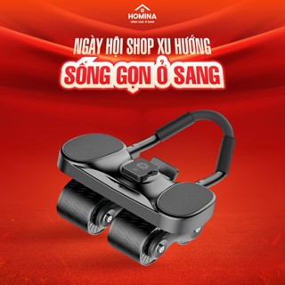 Bộ Con Lăn Tập Bụng 4 Bánh Trợ Lực - kèm Đồng Hồ đếm giờ,Thế Hệ Mới 2025- HOMINA