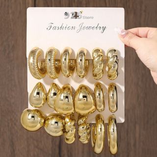 Khuyên Tai, Set Bông Tai Hình Giọt Nước Hình Chữ C Phong Cách Âu Mỹ Dành Cho Nữ BTCT08