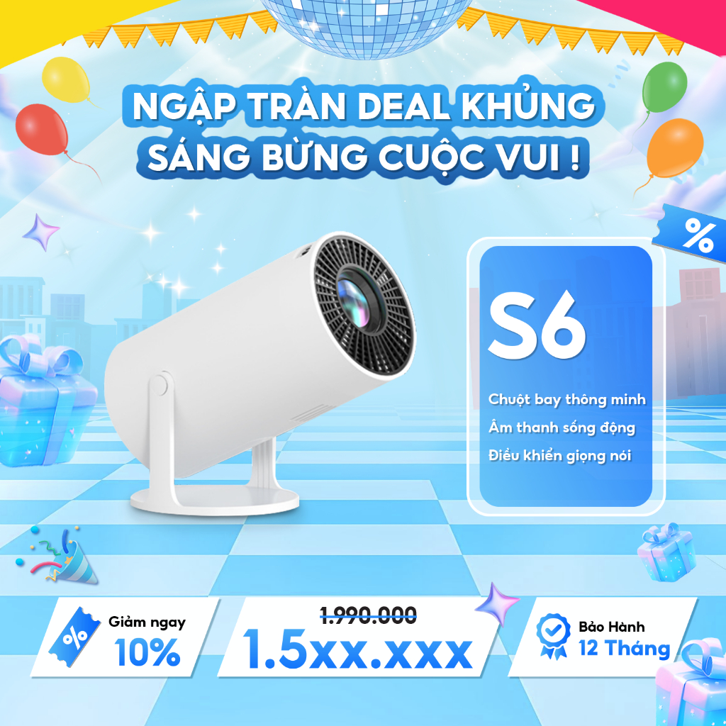 [ HOT 2025 ] Máy Chiếu S6 - Máy Chiếu Movie Legend - Xoay đa góc, kho phim khủng