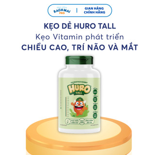  Kẹo dẻo Vitamin khoáng chất phát triển Chiều cao HURO TALL giàu Canxi D3 K2 Photpho & lợi khuẩn HU58 - Hũ 168g 