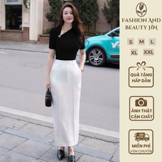 VT250622 - Sét Bộ Công Sở Cáo Cấp - Áo Thun Nữ Ôm Body Cổ Chéo Cài Nút Mix Chân Váy Dài Công Sở Đẹp Sang Trọng