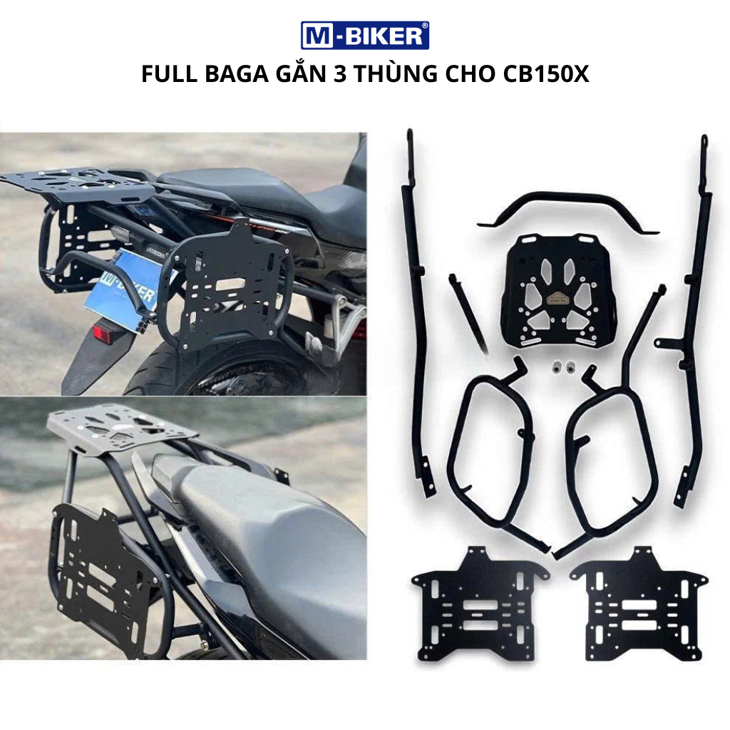 Baga CB150X, Baga sau CB150X, Bộ Baga Gắn 3 Thùng dành cho Honda CB150X | M-Biker