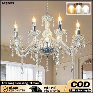 Đèn chùm pha lê LED cho phòng khách, Đèn thả trần tặng kèm bóng Led decor nội thất