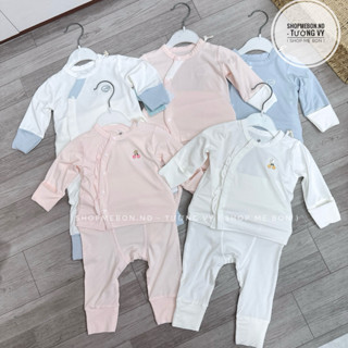    Bu Baby   Bộ Bu sơ sinh dài tay Bambus cài chéo cho bé trai bé gái 