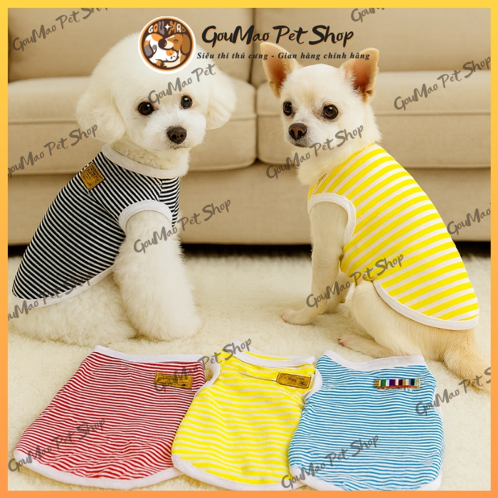 Áo Thun Sọc Cho Chó Mèo CLASSIC 🐾 Cotton Mềm Mại, Thoáng Mát, Nhiều Màu GM26