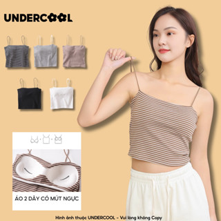 Áo Bra 2 Dây Croptop Kẻ Sọc Ngang Có Đệm Dày UNDERCOOL, Co Giãn 4 Chiều, Tôn Dáng Gợi Cảm A2D37
