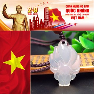  Mặt dây đá bạch nguyệt quang hồ ly chúa 9 đuôi dây bạc xi sang trọng có giấy kiểm định. 