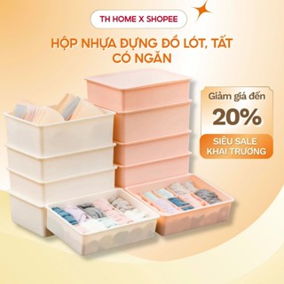 Hộp đựng đồ lót, tất chia khay, nhiều ngăn sắp xếp tủ quần áo đựng kèm nắp tiện lợi, chống bụi TH Home