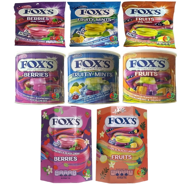 Kẹo Fox's Trái Cây 125g - 180g (Dạng gói - Lon thiếc - Hộp giấy)