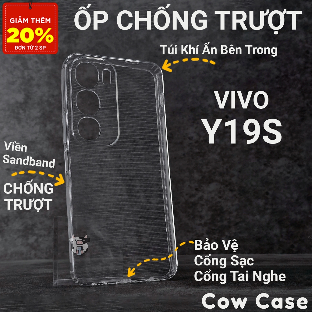 Ốp lưng Vivo Y19s , Y19s Pro Cowcase chống trơn trượt | Ốp điện thoại Vivo dẻo bảo vệ camera đt toàn