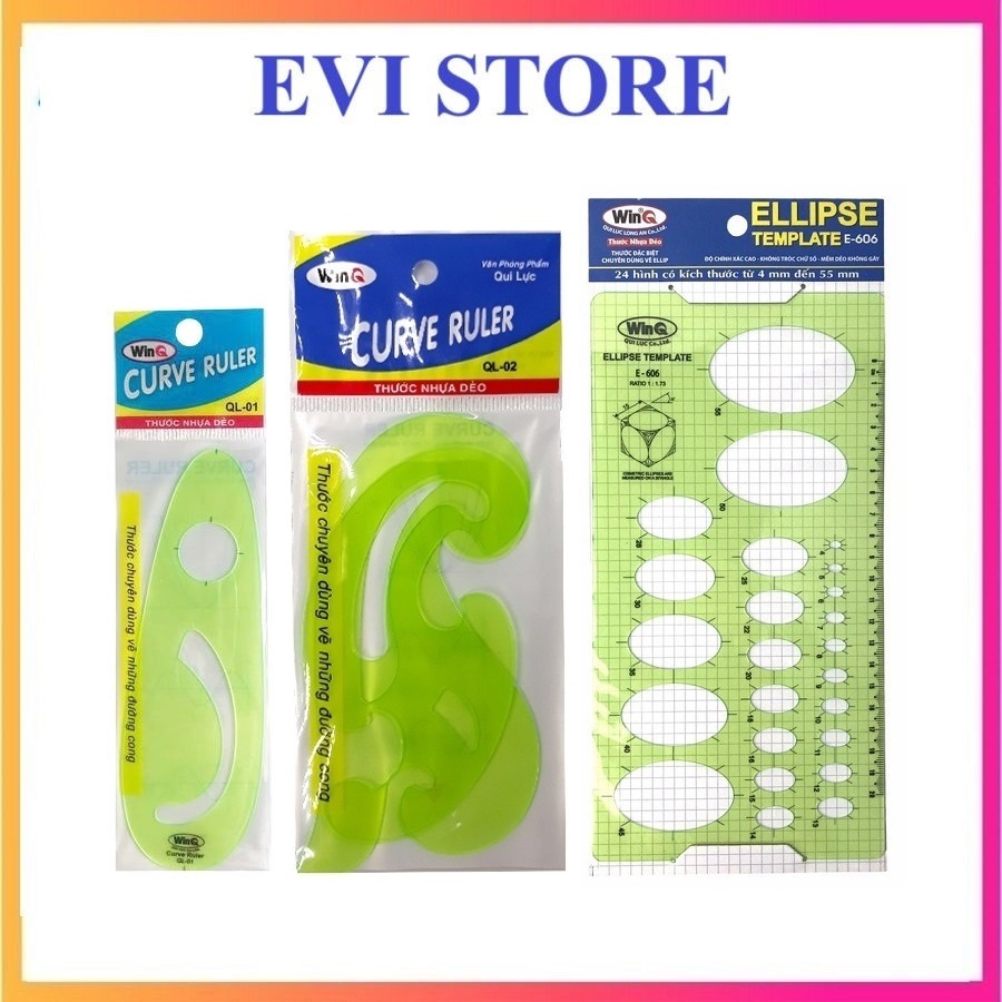 Thước Parabol WinQ QL-01 / QL-02 / E-606 / Thước nhựa dẻo QL01 / QL02 / E606 vẽ đường cong hình học