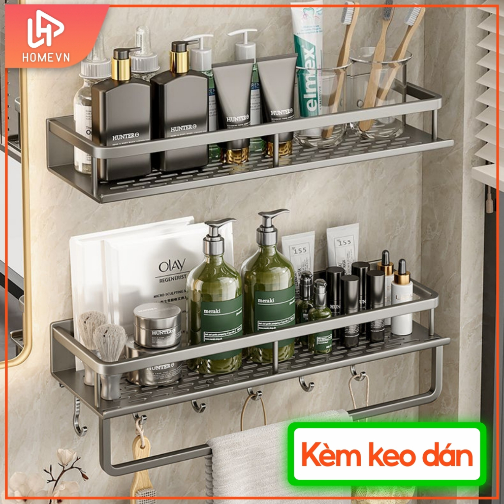 Kệ Đựng Đồ Nhà Tắm Dán Tường, Kệ Để Đồ Phòng Tắm Đa Năng, Chất Liệu Nhôm Hàng Không Chống Gỉ Cao Cấp