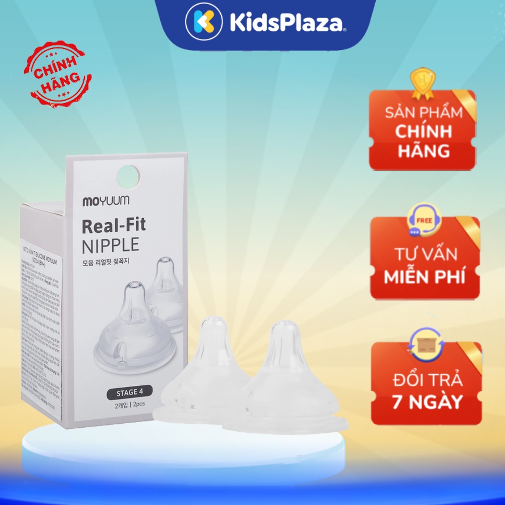 Núm ty bình sữa Moyuum siêu mềm đủ số 1/2/3/4 cho bé chính hãng KidsPlaza