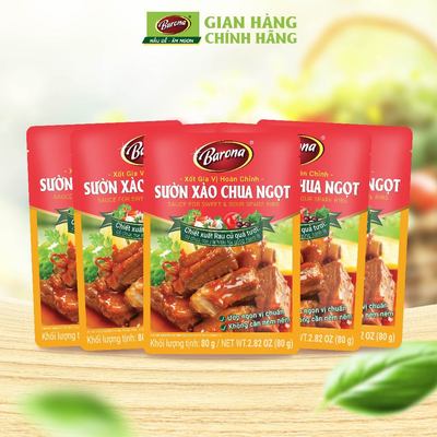 Combo 5 Gói Gia Vị Sườn Xào Chua Ngọt Barona 80g tươi ngon chuẩn vị không cần nêm nếm
