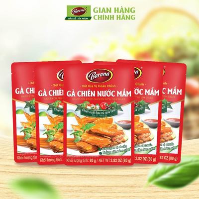 Combo 5 gói Gia Vị Gà Chiên Nước Mắm Barona 80g ướp ngon chuẩn vị không cần nêm nếm