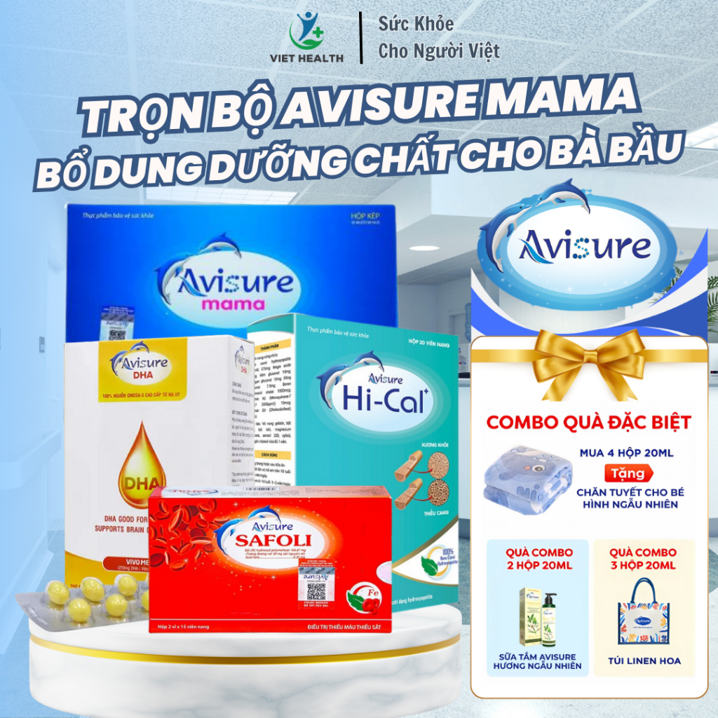 Vitamin Tổng Hợp - Sắt - Canxi - DHA Avisure - Cho Mẹ Bầu Mang Thai, Sau Sinh, Bổ Sung Dưỡng Chất