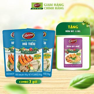 Gia Vị Hủ Tiếu Barona 110g, Mua 3 gói Tặng 1 gói gia vị Bún Bò Huế 110g