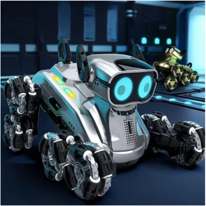 Mẫu mới nhất 2026 Chó Robot 8 Bánh Điều Khiển Từ Xa, Cảm Biến Tai, Xoay 360 Độ, Có Drift, Di Chuyển Đa Hướng