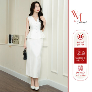  YM Concept Set Áo Gile Kèm Chân Váy Bút Chì Thanh Lịch Siêu Tôn Dáng D1282 