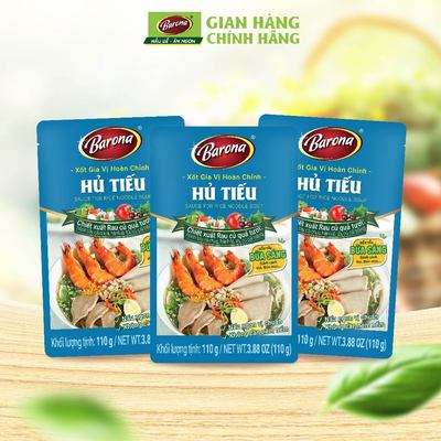Combo 3 gói Gia Vị Hủ Tiếu Barona 110g ướp ngon chuẩn vị không cần nêm nếm