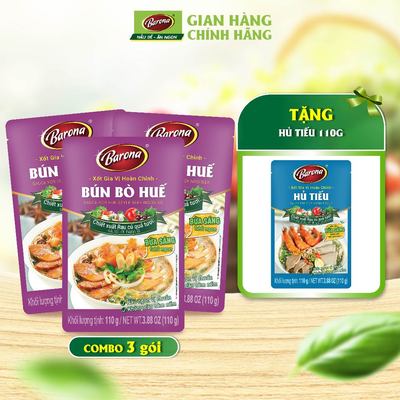 Gia Vị Bún Bò Huế Barona 110g, Mua 3 gói Tặng 1 gói Gia Vị Hủ Tiếu Hoàn Chỉnh Barona 110g
