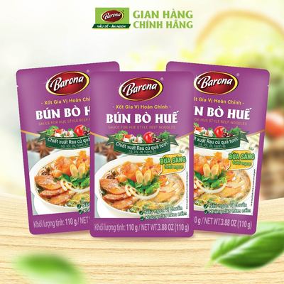 Combo 3 Gói Gia Vị Bún Bò Huế Barona 110g ướp ngon chuẩn vị không cần nêm nếm