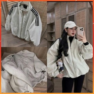 Áo Khoác Gió Trần Bông 2 Lớp Nữ,Dày Dặn Tay Viền Dáng Thể Thao