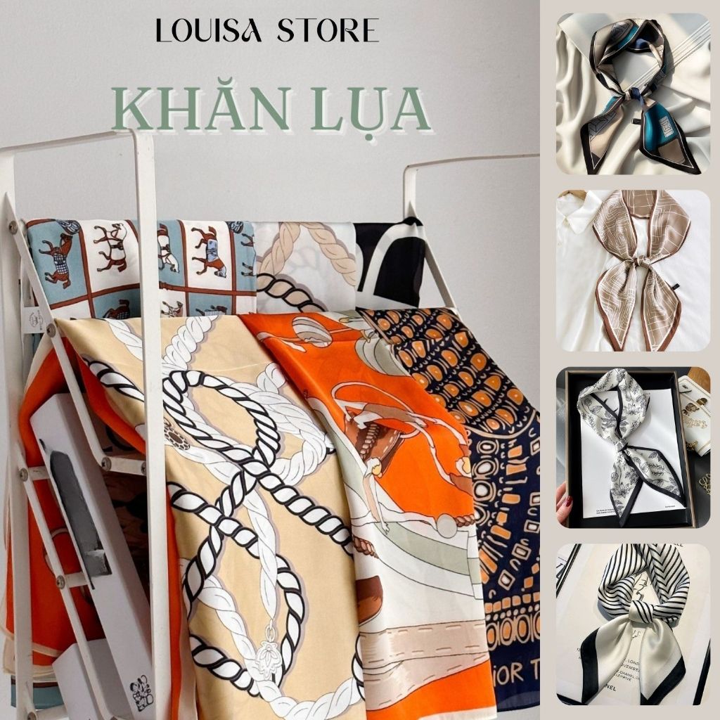Khăn lụa Twilly phụ kiện thời trang cao cấp Louisa Store, quấn quai túi, quàng cổ, sang trọng
