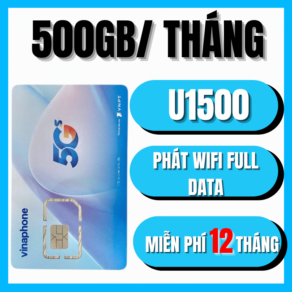 Sim Data 5G Vinaphone – Miễn Phí 1 Năm, Data Khủng + Gọi Điện Free (Gói U1500, D500, TD49, BIG50Y, V