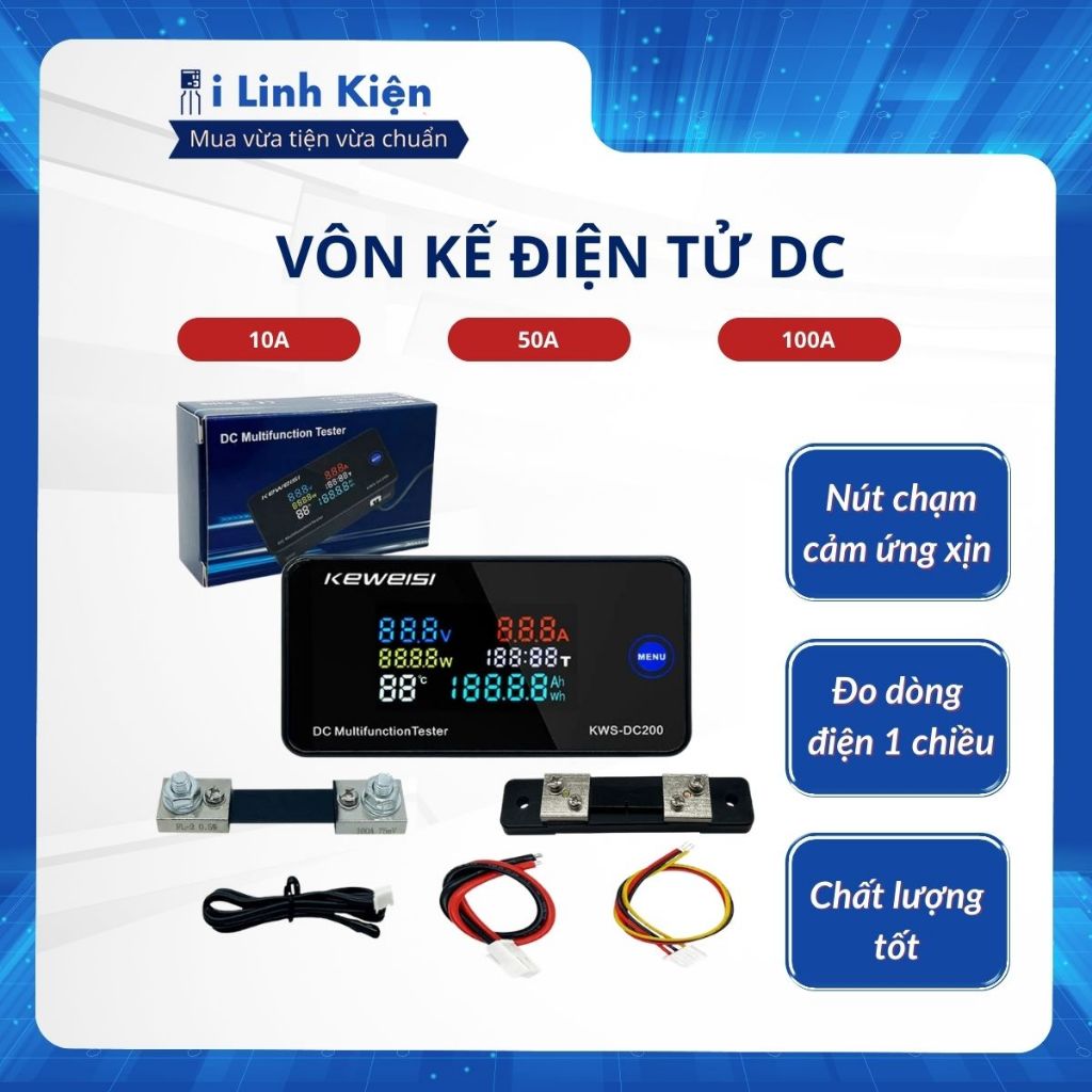 Đồng Hồ Đo Điện Áp Và Dòng Điện KWS DC 0-200V 0-100A