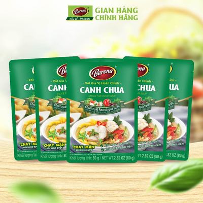 Combo 5 Gói Gia Vị Canh Chua Barona 80g chay mặn dùng được, tươi ngon chuẩn vị không cần nêm nếm