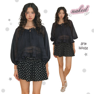 Áo babydoll tay bồng dài nữ NAKEDbyV áo cổ thuyền cột nơ tay bồng xoè tầng ARIN BLOUSE