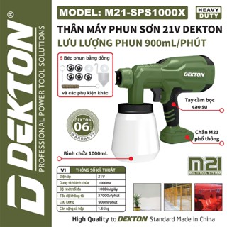 Máy Phun Sơn Dekton M21-SPS1000X | Lưu Lượng 900ml/phút | Bình 1000ml | Chân Pin Phổ Thông ( chưa pin sạc)