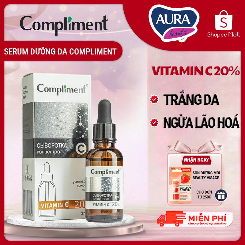 Serum Dưỡng Da Compliment Vitamin C 20% 27ml Dưỡng trắng, đều màu da, mờ thâm mụn, chống lão hoá