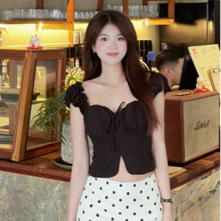 Áo Kiểu Babydoll Nữ Tay Bồng (Có Mút Ngực) Chi Tiết Đính Nơ Mùa Hè Kimee - KA581